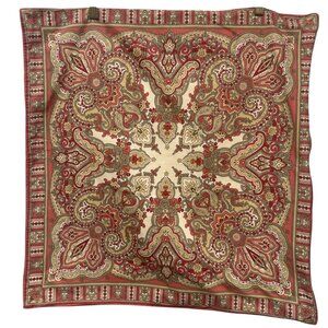 Pottery Barn Square Pillow Cover Red Paisley Euro Sham Cotton Linen RefB